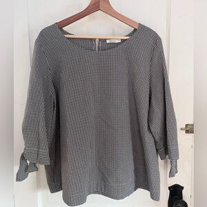 Reitmans gingham/checked boat neck blouse